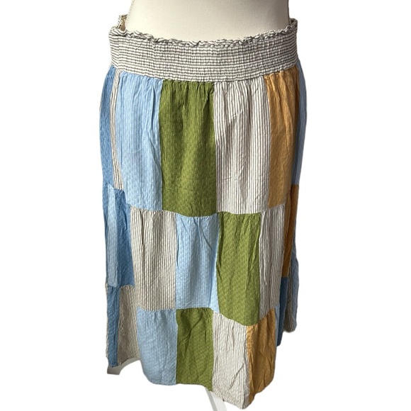 LC LAUREN CONRAD midi patchwork hippie  A line skirt size Large EUC - Picture 3 of 7